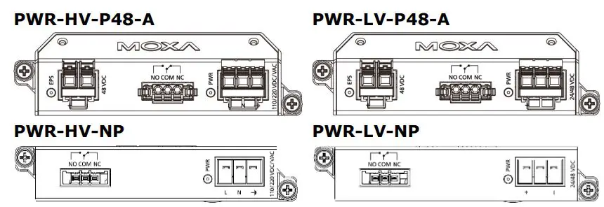 MOXA MDS-G4000-4XGS Layer 2 Managed Switches Installation Guide - Power Modules