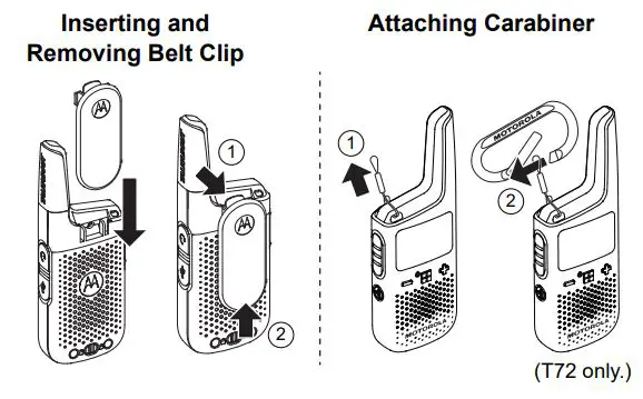 Motorola Solutions XT185 Two Way Radio User Guide - Inserting and Removing belt clip