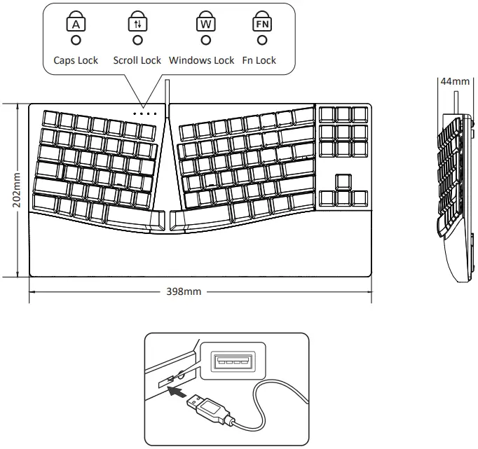 perixx PERIBOARD-335 Wired Compact Mechanical Ergonomic Keyboard-fig2