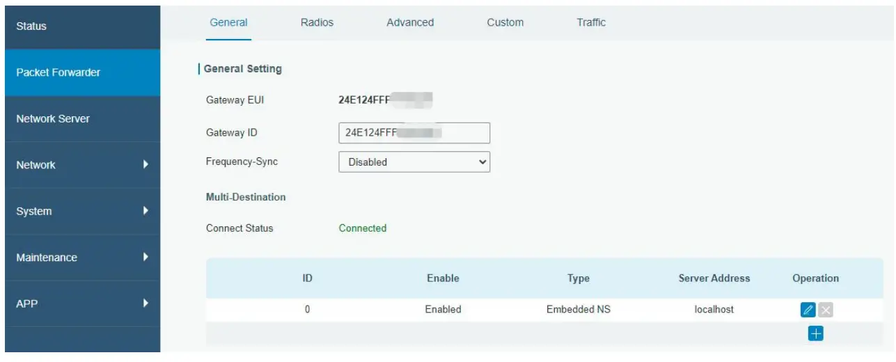 Packet Forwarder Configuration