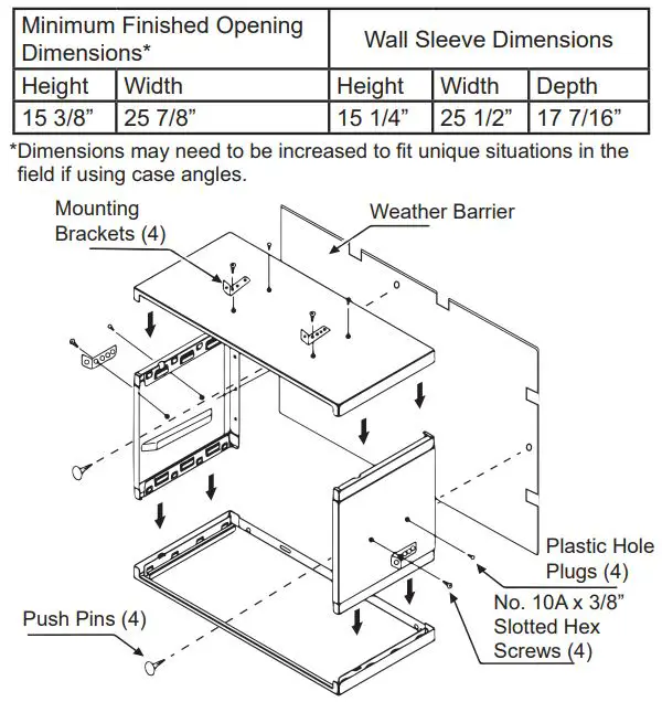 GE APPLIANCES RAB24 Standard Steel Wall Sleeve Instruction Manual - Use lintel to support brick
