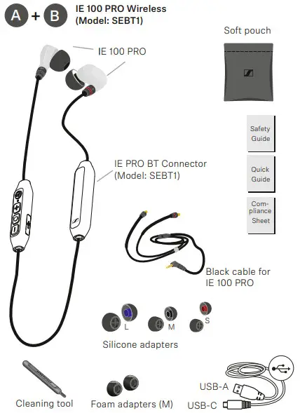 SENNHEISER SEBT1 IE 100 PRO Wireless In-Ear Headphones - figure 1
