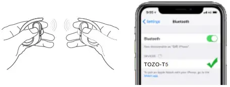 TOZO T5 TWS Bluetooth Earbuds - Operation of earbuds 2