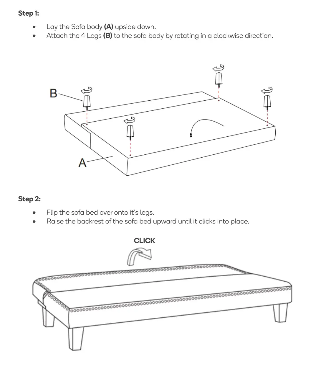 Kogan Ovela Raleigh Studded Sofa Bed - Assembly