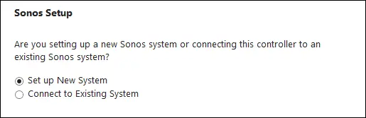Sonos Setup initiation screen
