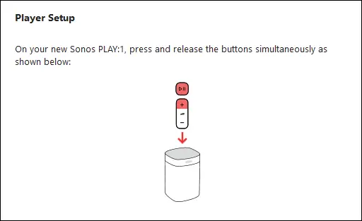 Screen showing which buttons need to be pressed on the speaker