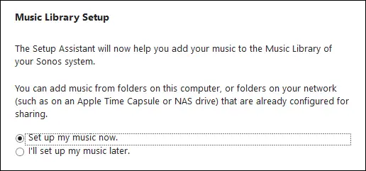 Music Library Setup query screen