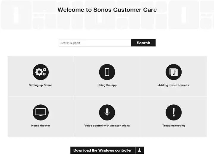 Sonos Controller download page on computer