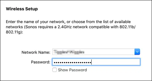 Wi-Fi credentials entry screen