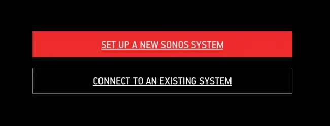 Sonos setup initiation screen