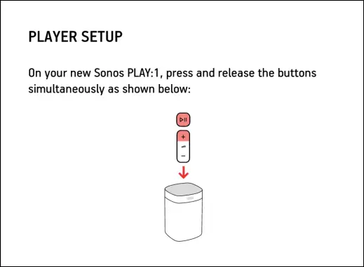 Screen showing which buttons need to be pressed on the speaker