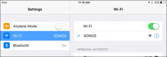 Wi-Fi network list screen on iOS