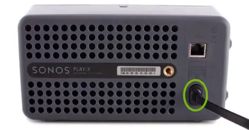 Power cable plugged into speaker