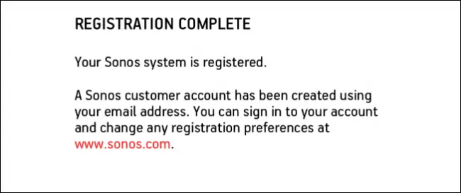 System registration completion screen