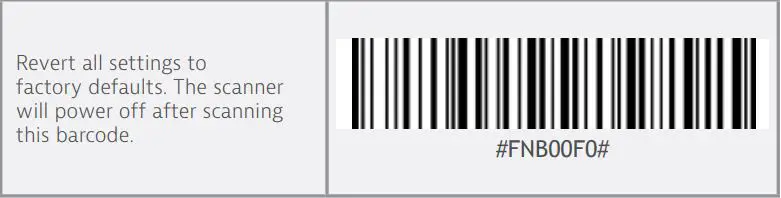 socket S740 Barcode Scanner User Guide - Factory Reset