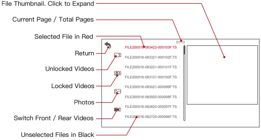Spedal SCL588 Car DVR Radar Detector for Cars with Dashcam and GPS 3 in 1 Combined - Playback Interface