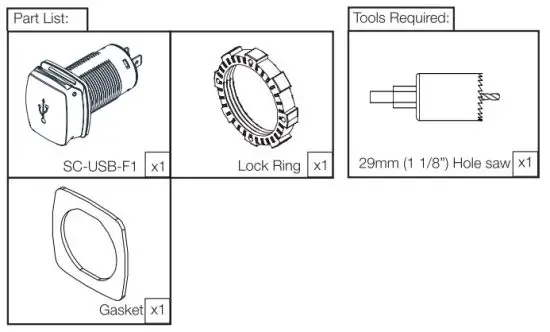 SCANSTRUT SC-USB-F1 Flip Pro Fast Charge Dual USB Socket - parts