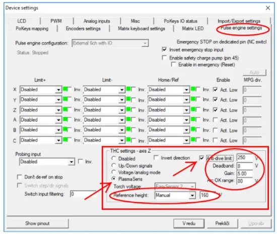PoScope PlasmaSens Torch Height Controller - enabled