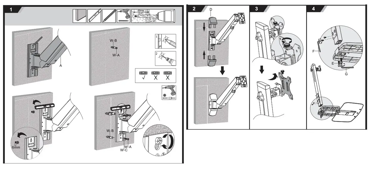 mount-it Sit-Stand Workstation Wall Mount - 1 - 4