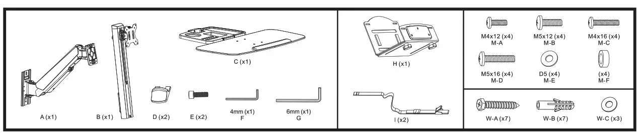 mount-it Sit-Stand Workstation Wall Mount - Tools