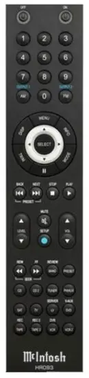 MCINTOSH HR093 Remote Control Compatible with Amplifier