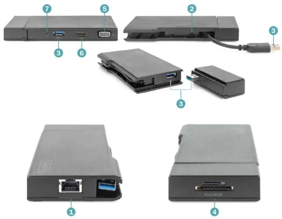 DIGITUS DA 70894 USB 3 0 Travel Universal Docking Station - fig