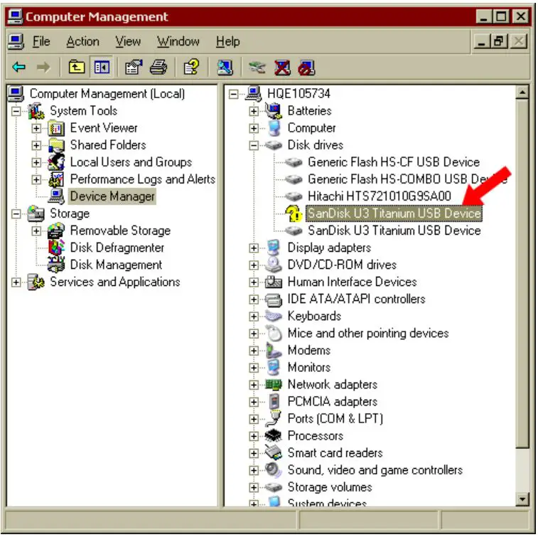 USB Device Not Recognized - Select SanDisk U3 USB Device