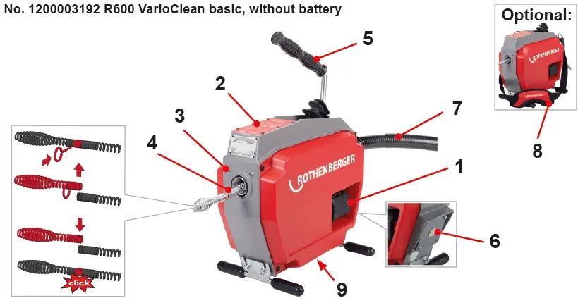ROTHENBERGER-R600-VarioClean-Cordless-Drain-Cleaning-Machine-fig-1