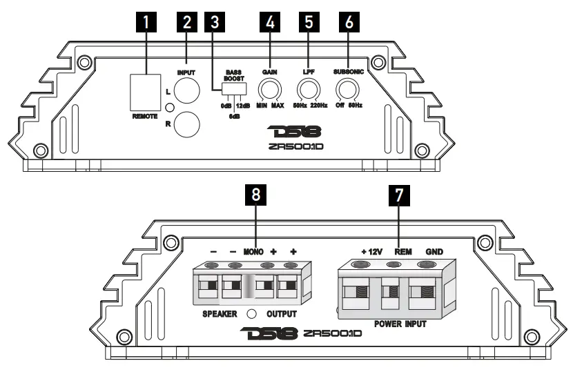 DS18 ZR500 1D 4 Channels Class Stereo Full Range Amplifier - fig1