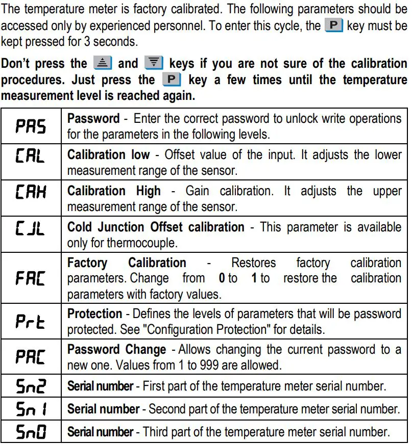NOVUS N320 Temperature meter User Manual - Level 2 – Calibration level