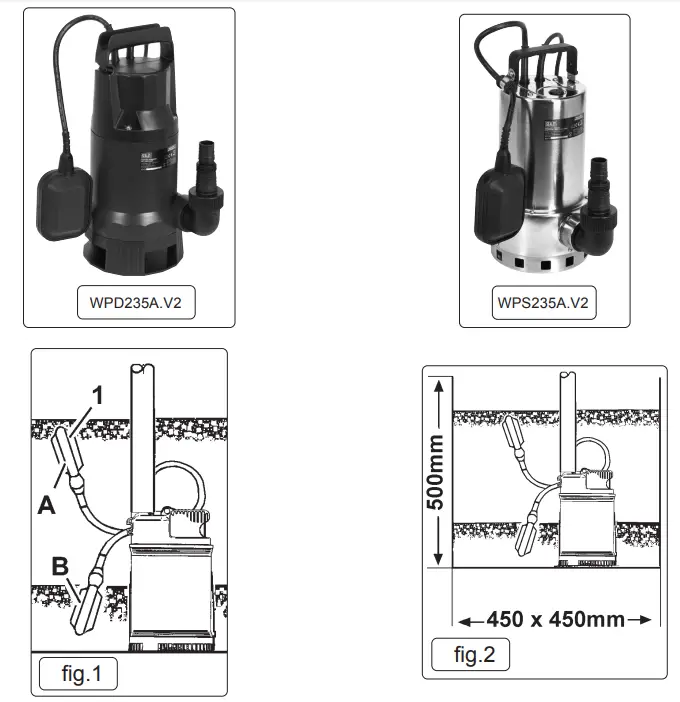 SEALEY WPD235A.V2 Automatic Submersible Dirty Water Pumps 230V - fig 1