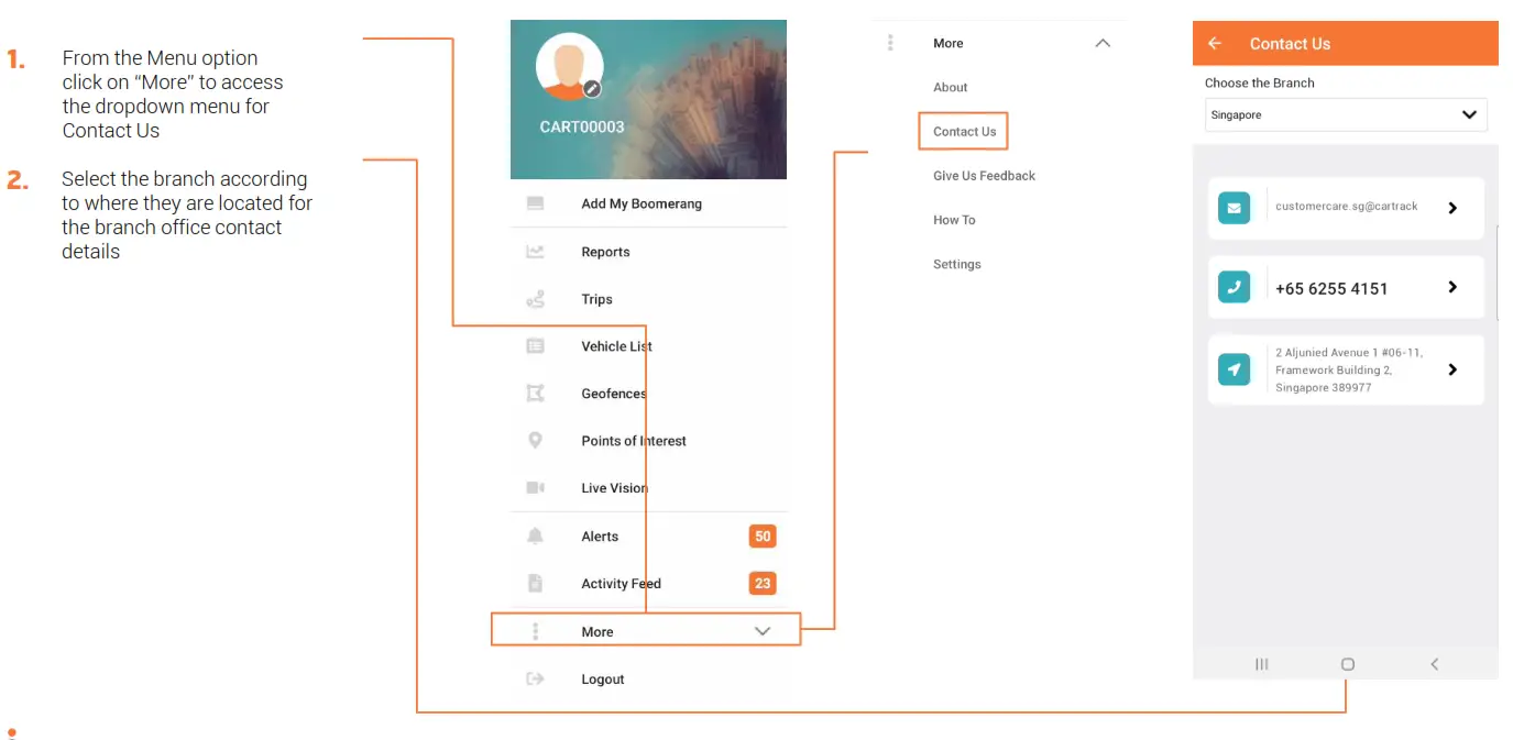 CARTRACK GPS Vehicle and Fleet Mobile Application - CONTACT