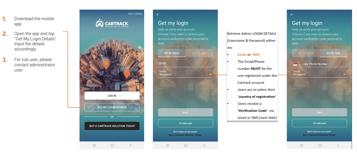 CARTRACK GPS Vehicle and Fleet Mobile Application - LOGIN