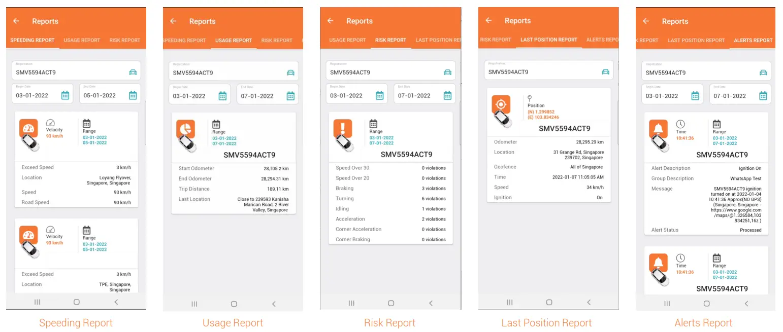 CARTRACK GPS Vehicle and Fleet Mobile Application - REPORTS