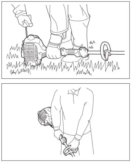 FIG 7 Starting up the Petrol String Trimmer