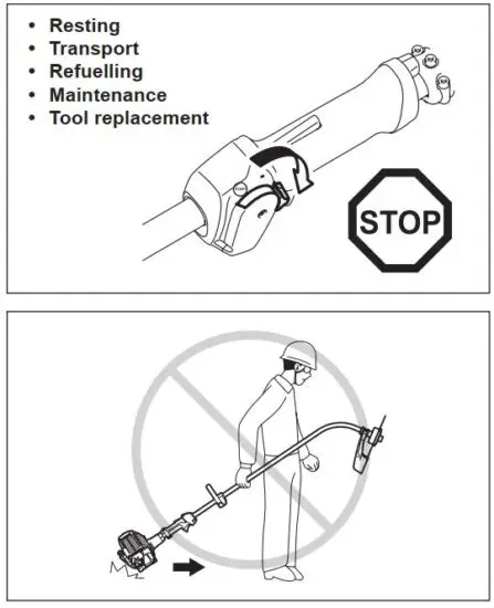 FIG 8 Starting up the Petrol String Trimmer