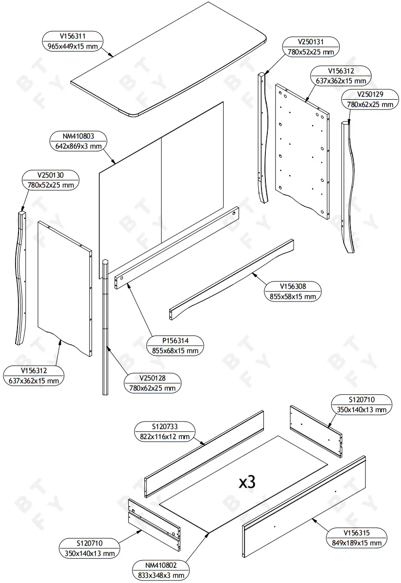 VonHaus 4000004 Grey 3 Drawer Narrow Chest of Drawers - fig 1