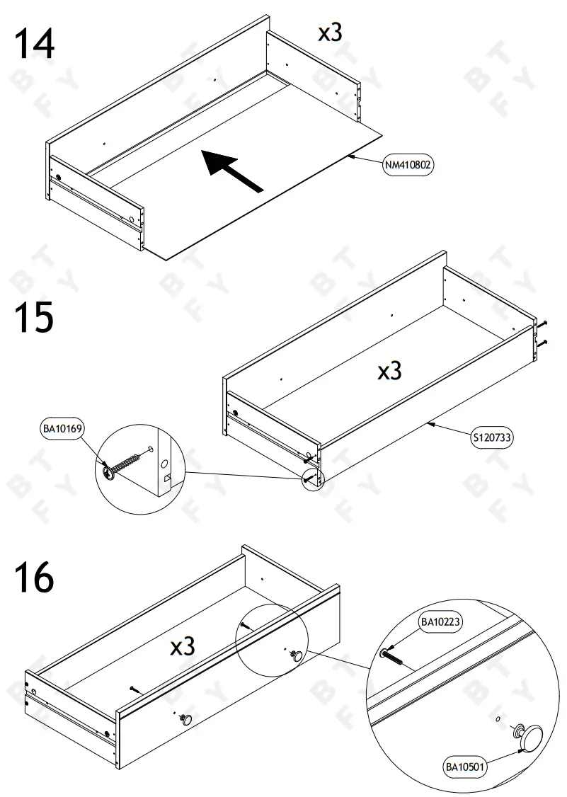 VonHaus 4000004 Grey 3 Drawer Narrow Chest of Drawers - fig 10