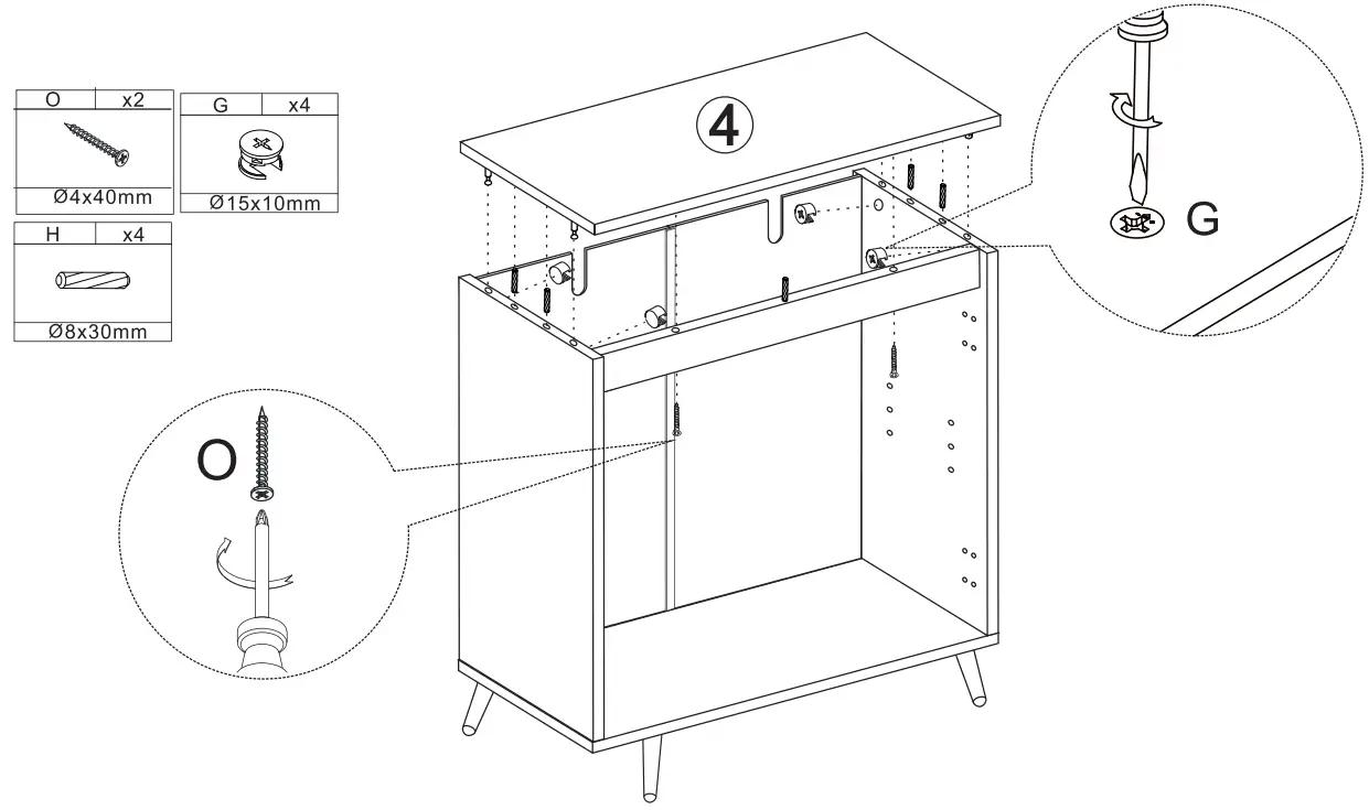 Middle Century 2 Doors Modern Storage Cabinet Assembly Steps