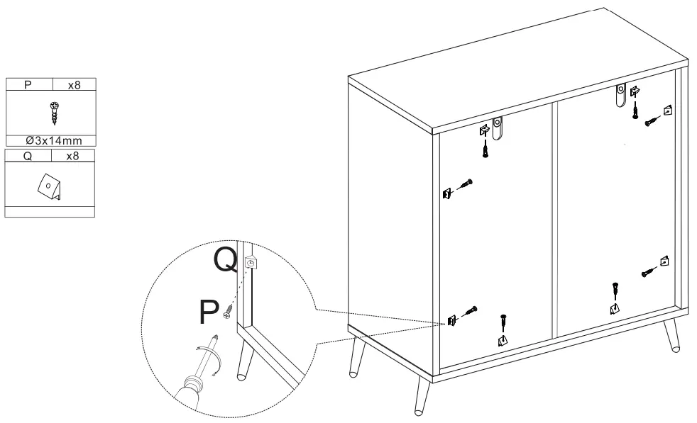 Middle Century 2 Doors Modern Storage Cabinet Assembly Steps