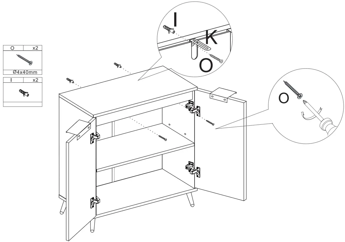 Middle Century 2 Doors Modern Storage Cabinet Assembly Steps