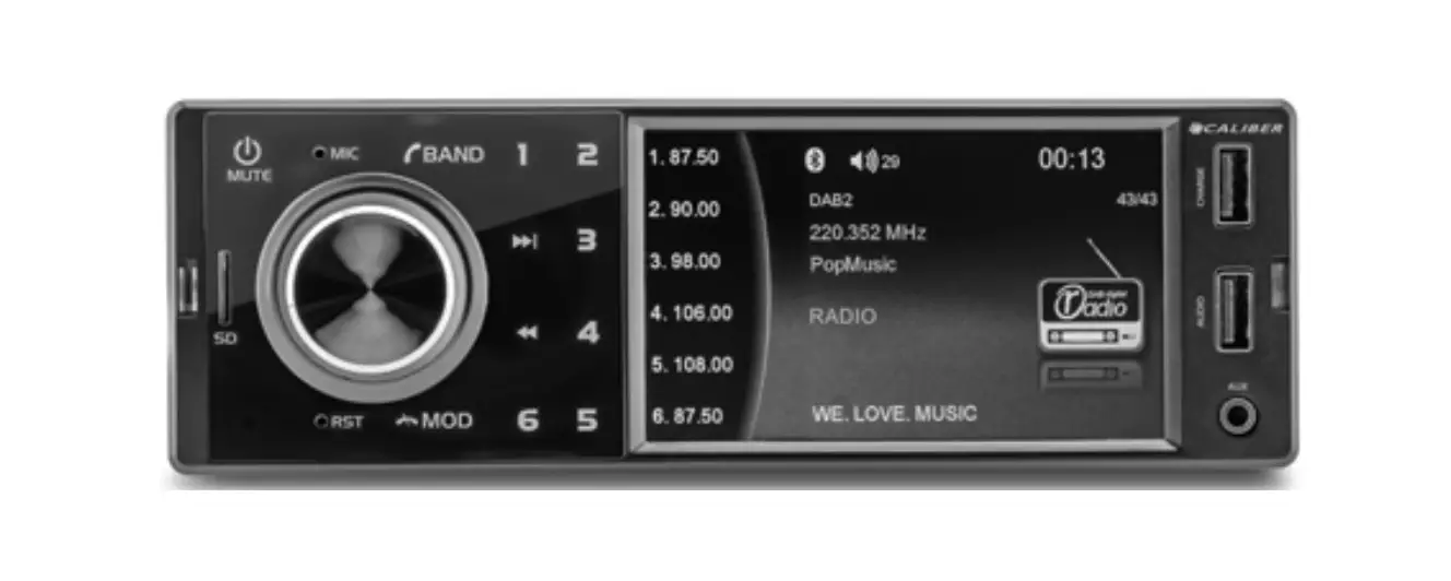 Caliber Rmd 402dab-bt Dab Plus Auto Radio With Bluetooth Instruction Manual