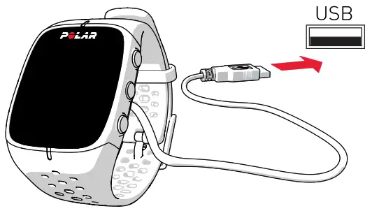 Polar M430 into a powered USB port
