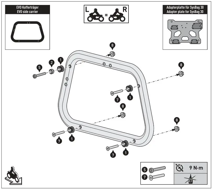 SW-MOTECH BC.SYS.08.518.20000B SysBag 30 Bag System Instruction Manual - Mounting