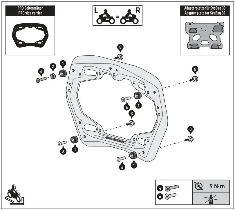 SW-MOTECH BC.SYS.08.518.20000B SysBag 30 Bag System Instruction Manual - Mounting