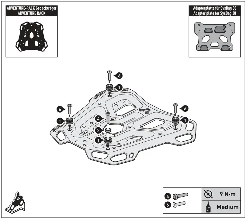 SW-MOTECH BC.SYS.08.518.20000B SysBag 30 Bag System Instruction Manual - Mounting