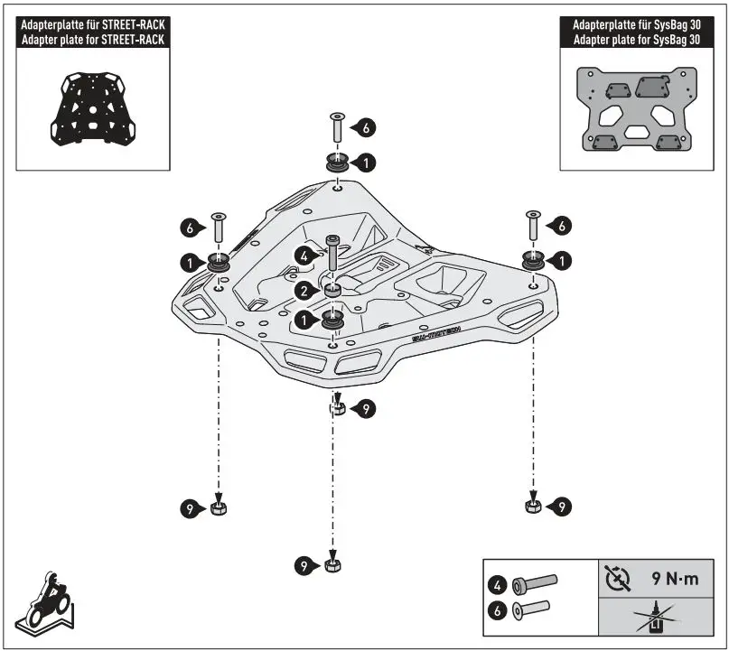 SW-MOTECH BC.SYS.08.518.20000B SysBag 30 Bag System Instruction Manual - Mounting