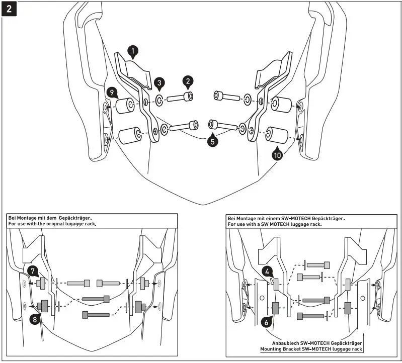 SW-MOTECH BC.SYS.08.518.20000B SysBag 30 Bag System Instruction Manual - Mounting