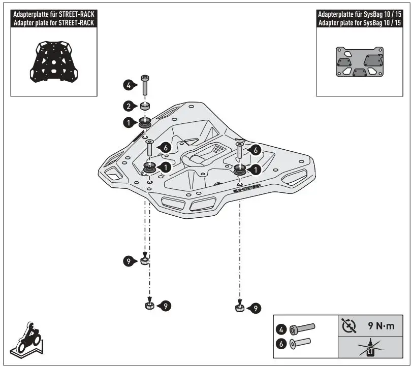 SW-MOTECH BC.SYS.08.518.20000B SysBag 30 Bag System Instruction Manual - Mounting