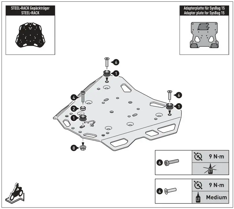 SW-MOTECH BC.SYS.08.518.20000B SysBag 30 Bag System Instruction Manual - Mounting